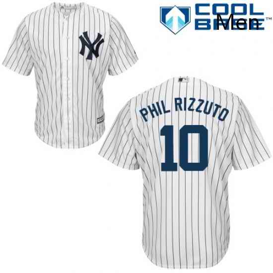 Mens Majestic New York Yankees 10 Phil Rizzuto Replica White Home MLB Jersey